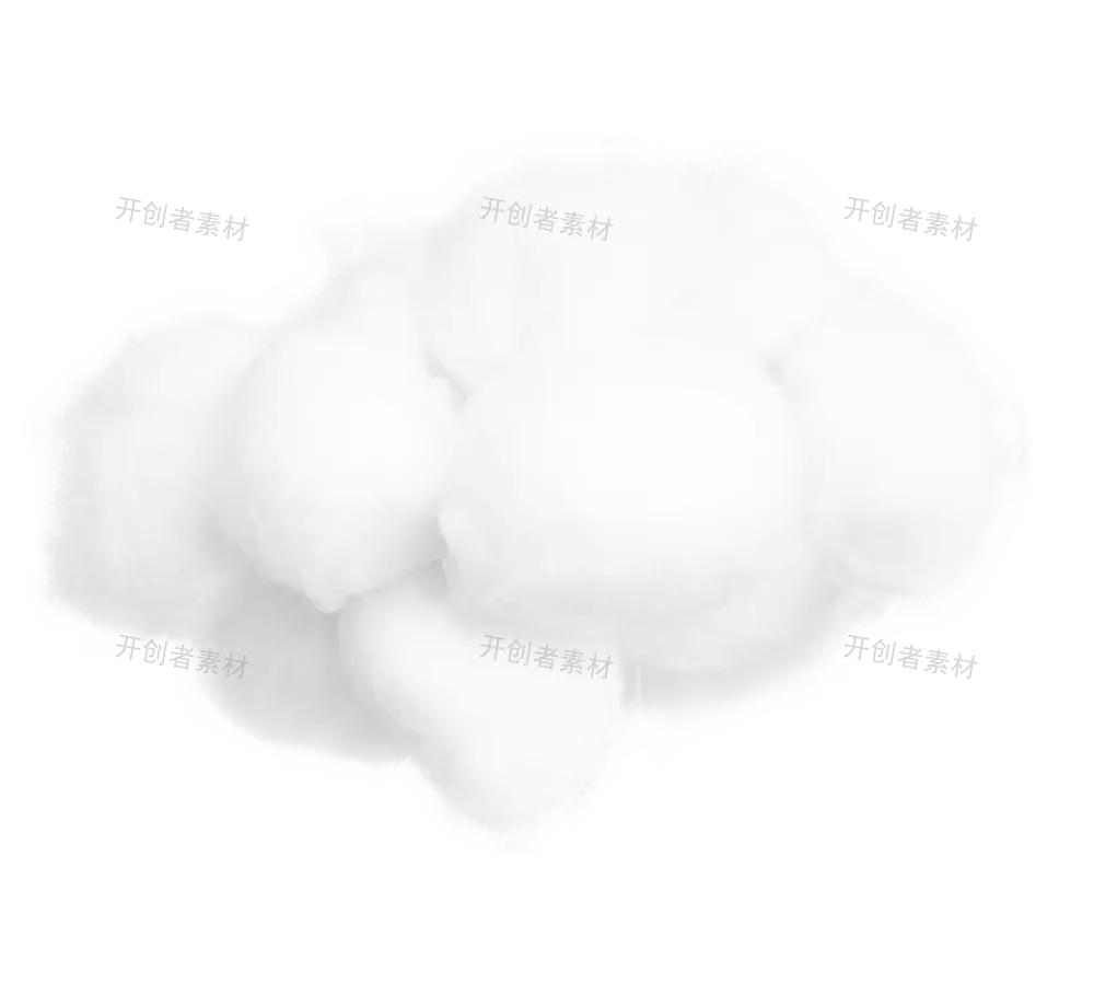 棉花团形状半透明白云装饰元素